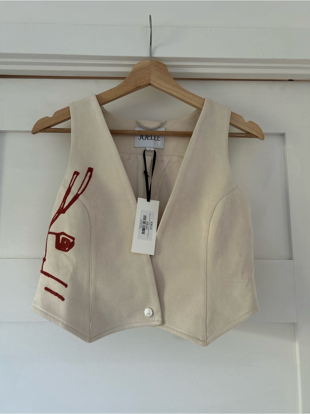 JOELLE Ivory Faux Suede Embroidered Vest – Size S – NWT
